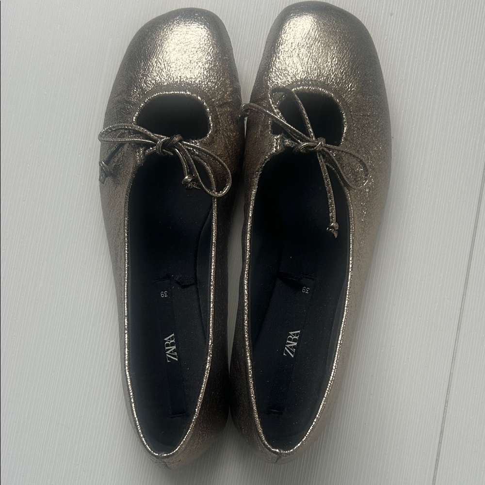 Zara pewter color ballet flat new- never worn